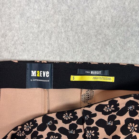 Anthropologie Maeve Brown Print The Margot Kick Flare Cropped Trousers Sz Small - Picture 12 of 13